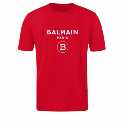T-SHIRT 100% ΒΑΜΒΑΚΙ ΜΕ LOGO - ΚΟΚΚΙΝΟ- BALMAIN